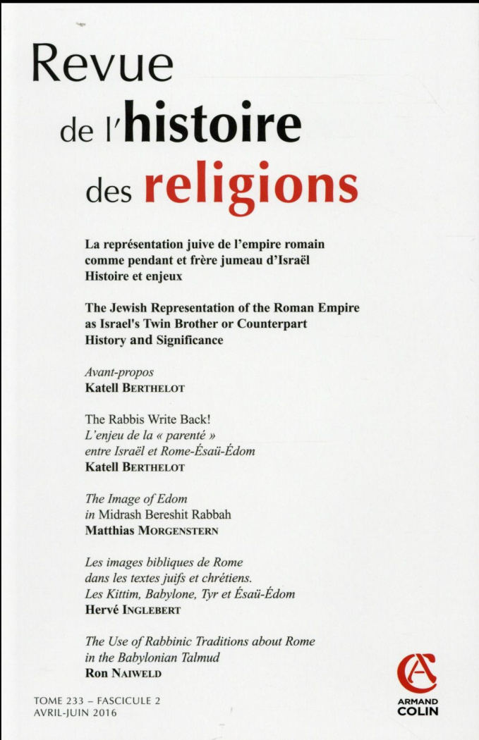 Revue de l'histoire des religions N° 2/2016