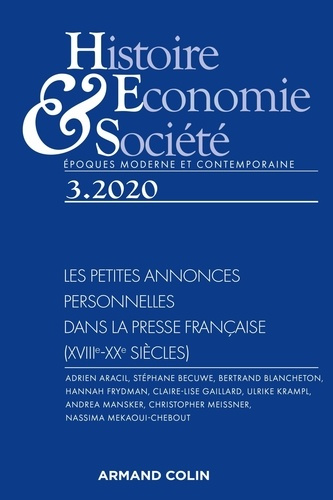 Histoire, Economie & Société N° 3, septembre 2020 : Les petites annonces personnelles dans la presse