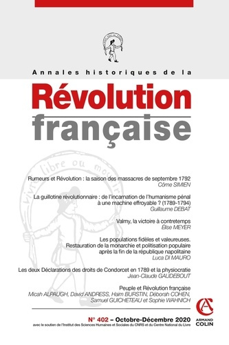 Annales historiques de la Révolution française N° 402, octobre-décembre 2020