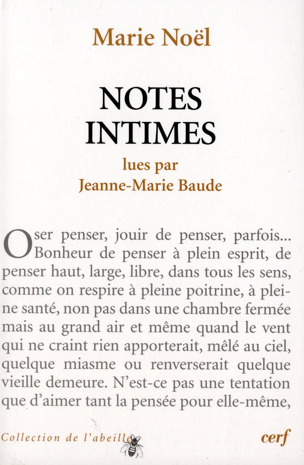 Marie Noël. Notes intimes