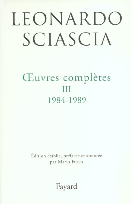 Oeuvres complètes. Tome 3, 1983-1989