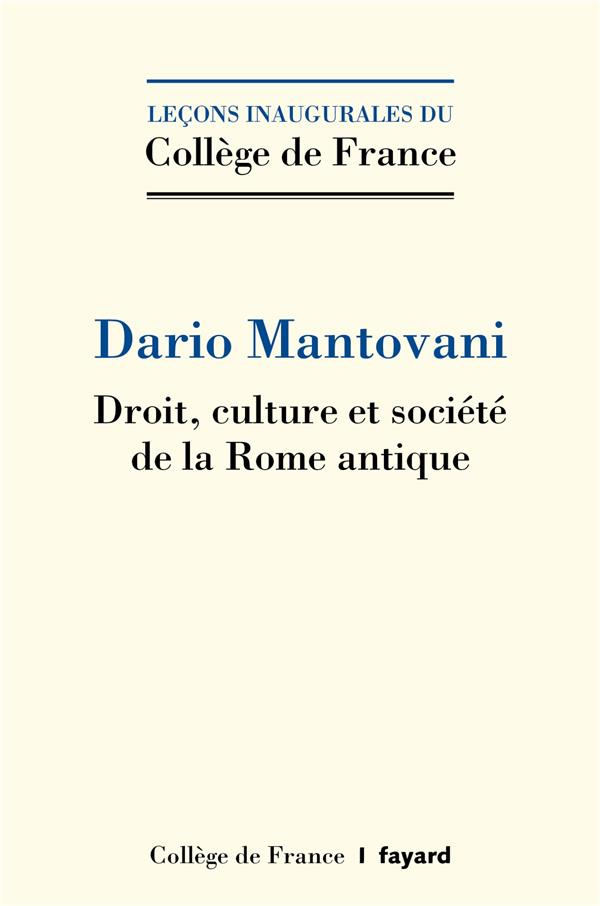Droit, culture et société de la Rome antique