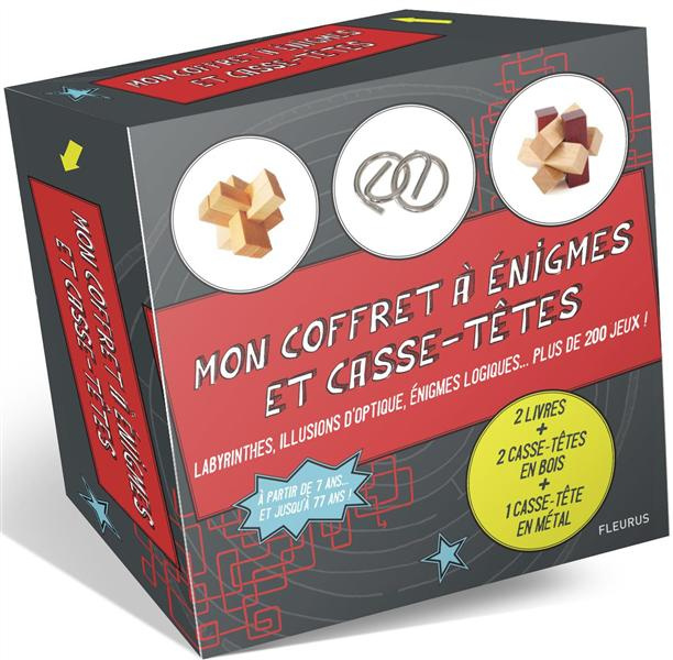 Mon coffret à énigmes et casse-têtes. Avec 2 livres, 2 casse-têtes en bois, 1 casse-tête en métal