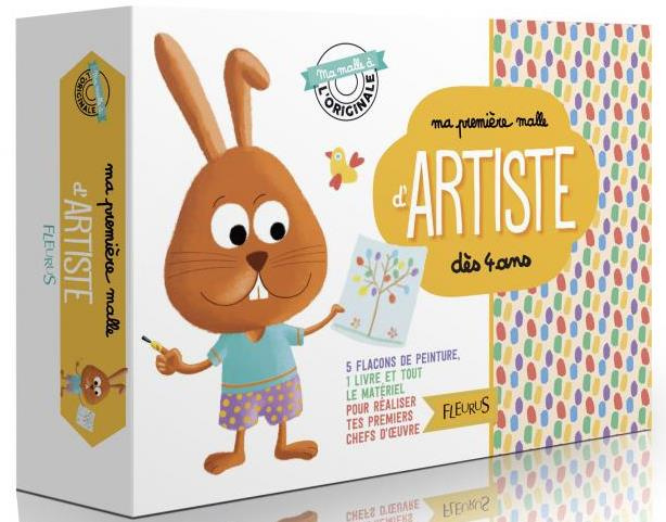 Ma première malle d'artiste. Avec 5 flacons de peinture, 1 livre, 2 pinceaux à doigts et 1 grande fr