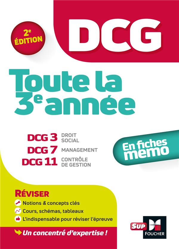Toute la 3e année du DCG en fiches mémos. DCG 3, Droit social ; DCG 7, Management ; DCG 11, Contrôle