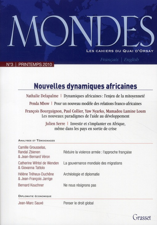 Mondes N° 3, Printemps 2010 : Nouvelles dynamiques africaines