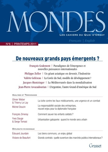 Mondes N° 6, Printemps 2011 : De nouveaux grands pays émergents ? Edition bilingue français-anglais