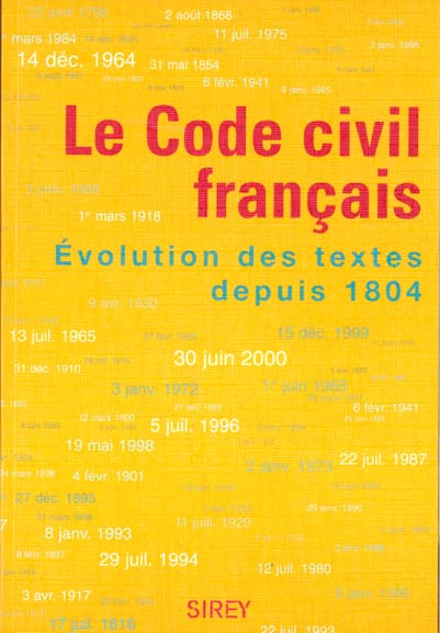 Le Code civil français. Evolution des textes depuis 1804