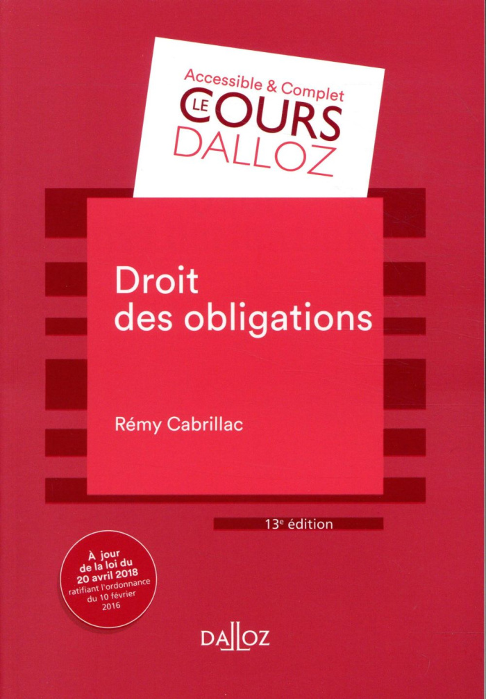 Droit des obligations. 13e édition