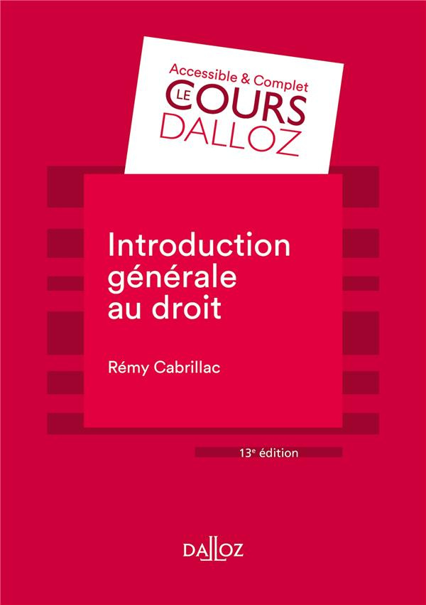 Introduction générale au droit. 13e édition