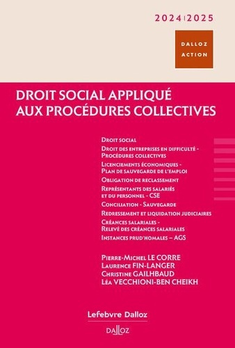 Droit social appliqué aux procédures collectives. Edition 2024-2025