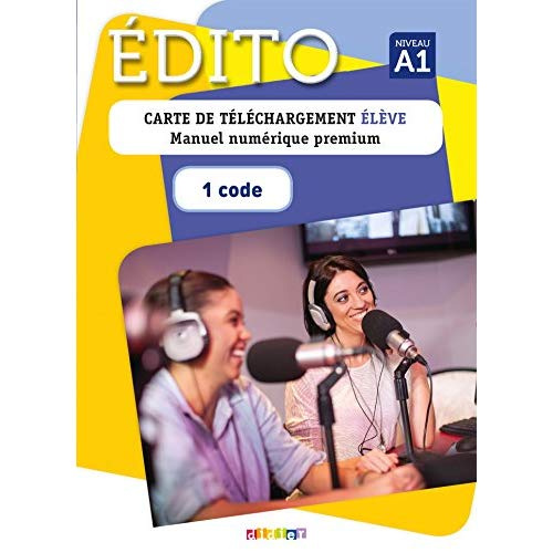 EDITO A1 - CARTE DE TELECHARGEMENT ELEVE - LIVRE ET CAHIER NUMERIQUES INTERACTIFS - 1 CODE