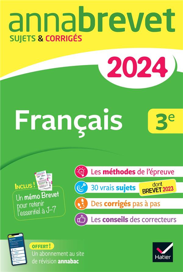 Français 3e. Sujets & corrigés, Edition 2024