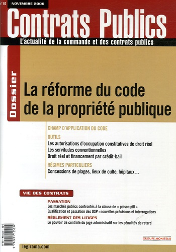 Contrats publics N° 60, Novembre 2006 : La réforme du code de la propriété publique