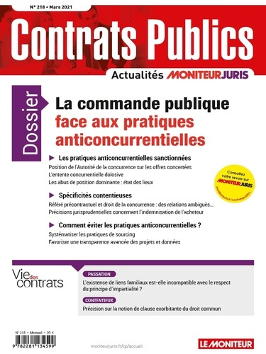 Contrats publics N° 218, mars 2021 : La commande publique face aux pratiques anticoncurrentielles