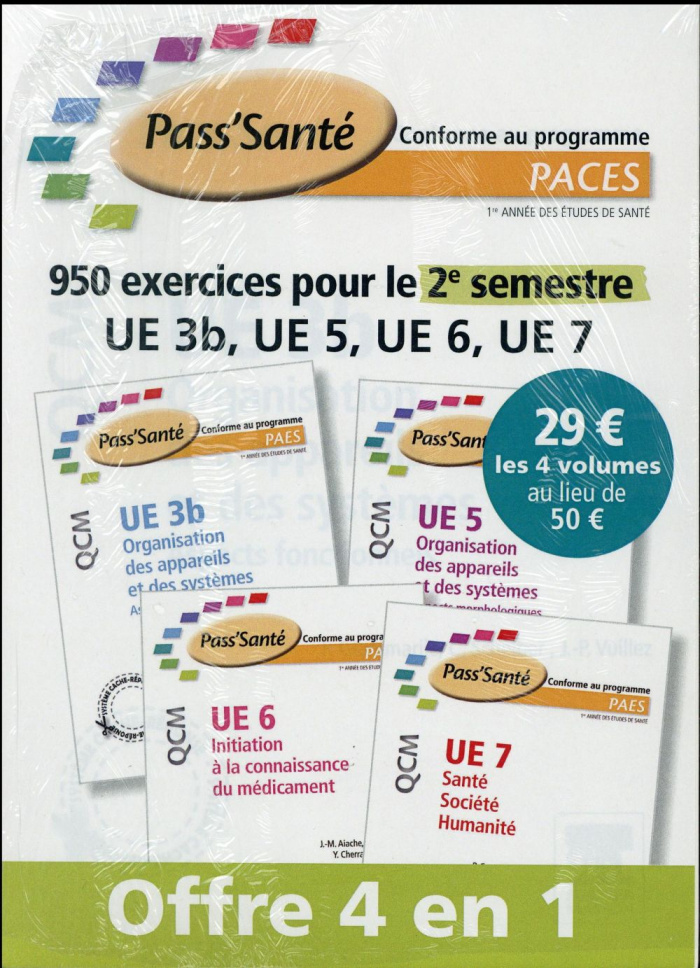 950 exercices pour le 2e semestre UE 3b, UE 5, UE 6, UE 7. 4 volumes
