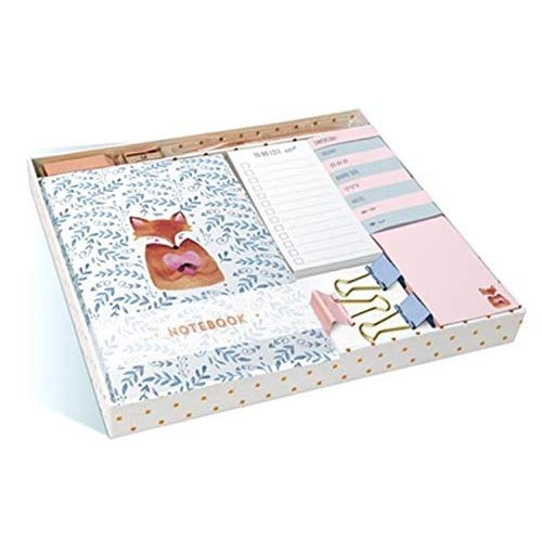 Coffret Mon petit renard ! Contient : 1 notebook, 1 bloc-note, 3 pinces à dessin, 1 stylo bille, 1 t