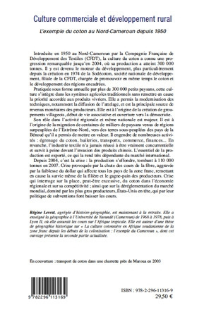 Culture commerciale et développement rural. L'exemple du coton au Nord-Cameroun depuis 1950