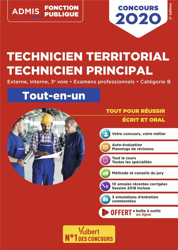 Concours Technicien territorial, Technicien principal, catégorie B. Tout-en-un, Edition 2020