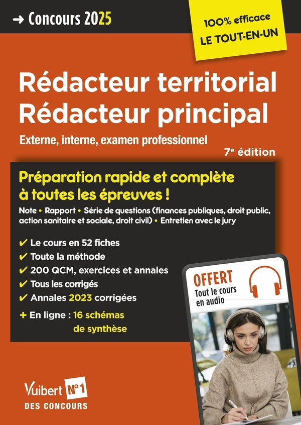 Concours rédacteur territorial, rédacteur principal catégorie B. Externe, interne et examen professi