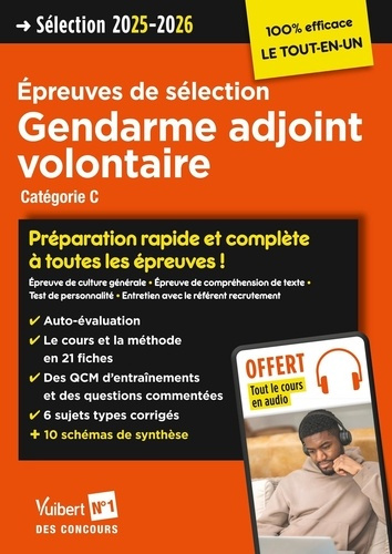 Gendarme adjoint volontaire. Epreuves de sélection, catégorie C, Edition 2025-2026