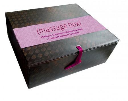 Massage box. 6 flipbooks pour 12 massages bien-être   1 rouleau de massage en bois naturel