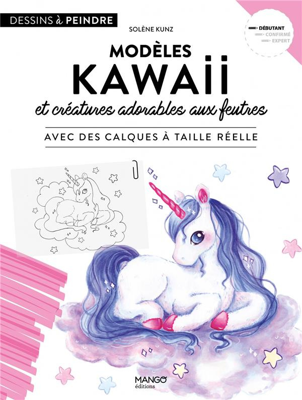 Modèles kawaii et créatures adorables aux feutres. Avec des calques à taille réelle