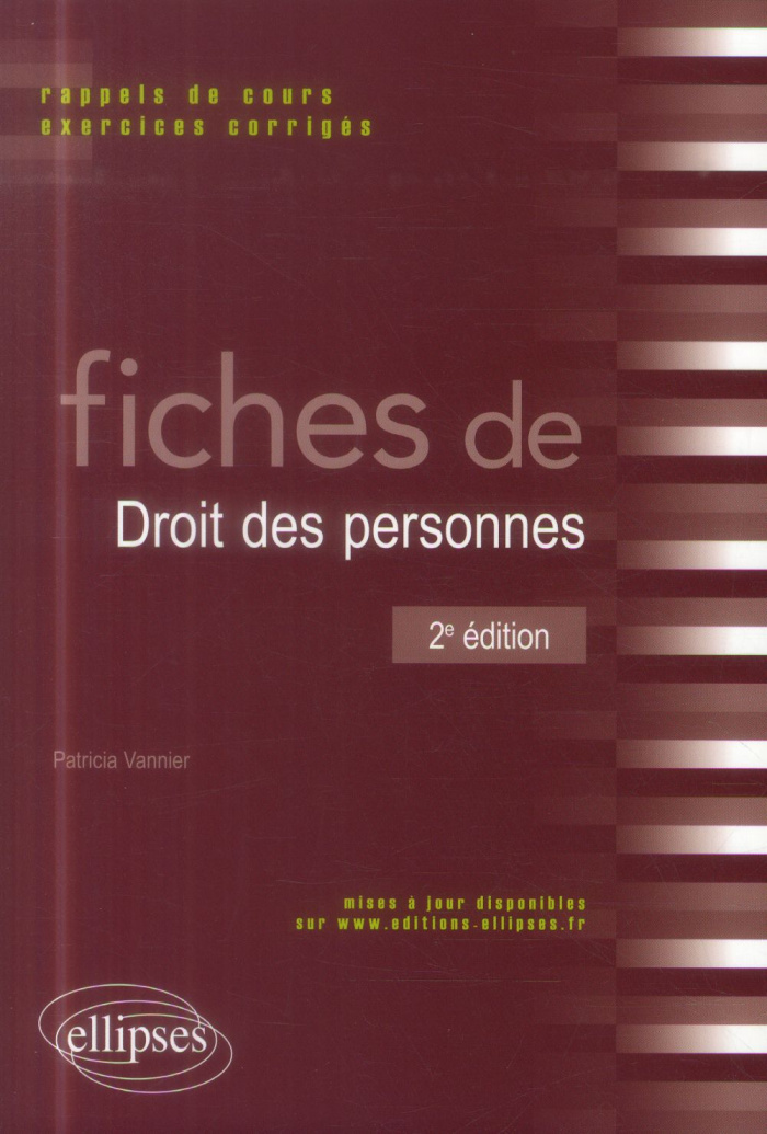 Fiches de droit des personnes. Rappels de cours et exercices corrigés, 2e édition