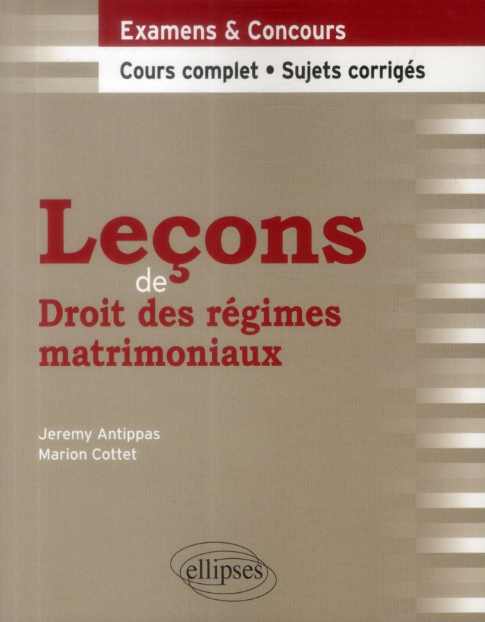 Leçons de Droit des régimes matrimoniaux