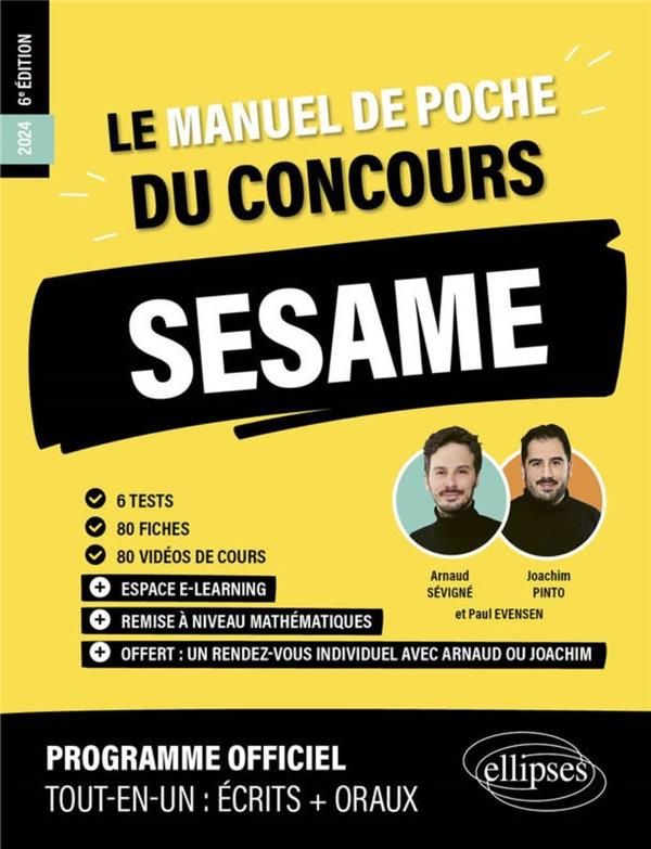 Le manuel de poche du concours SESAME. 6 tests, 70 fiches, 70 vidéos de cours, Edition 2024