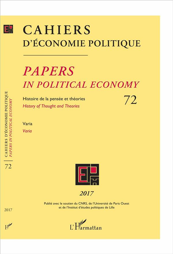 Cahiers d'économie politique N° 72/2017 : Varia