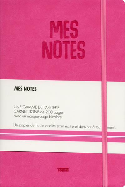 Mes Notes cuir fuschia. Carnet ligné de 200 pages avec un marque-page bicolore