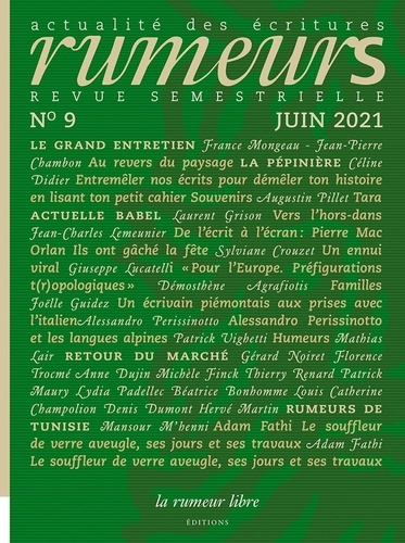 Rumeurs N° 9, juin 2021 : Actualité des écritures
