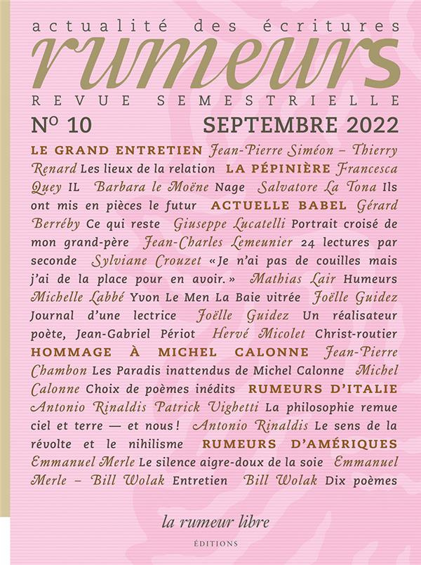 Revue Rumeurs n°10. Actualité des écritures