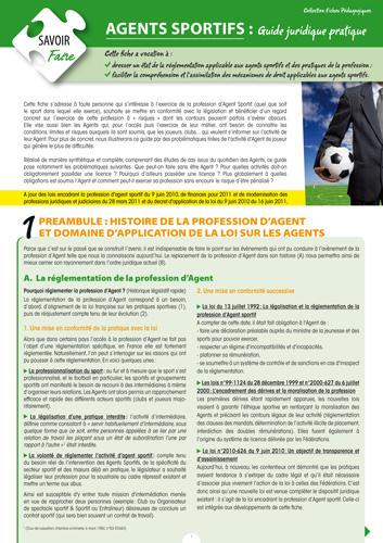 Agents sportifs. Guide juridique pratique