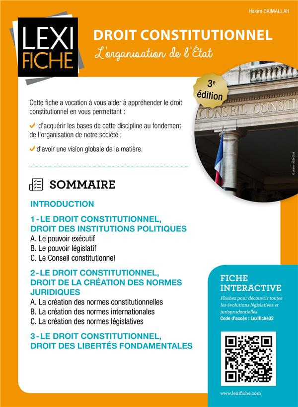 Droit constitutionnel. L'organisation de l'Etat, 3e édition