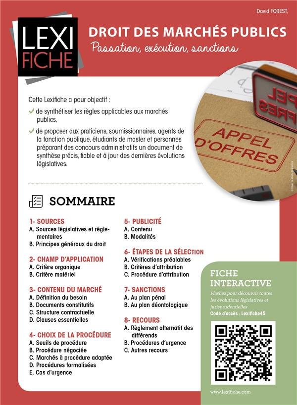Droit des marchés publics. Passation, exécution, sanctions
