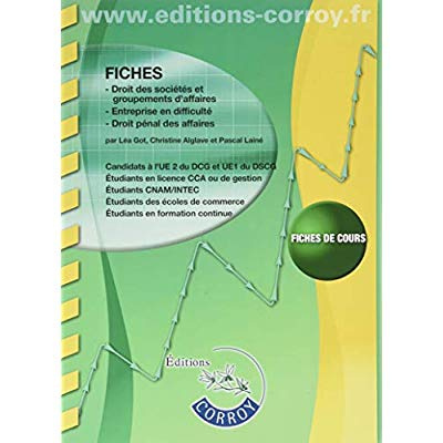 FICHES EN DROIT DES SOCIETES - UE 2 DU DCG