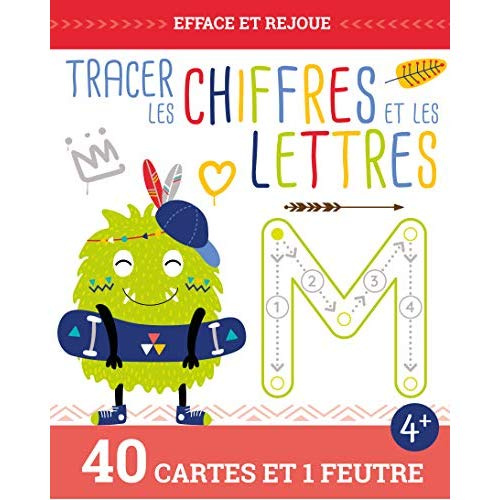 Tracer les lettres et les chiffres. 40 cartes et 1 feutre