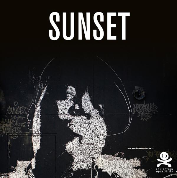 Sunset. Calligram to abstract