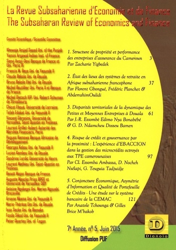 La Revue Subsaharienne d'Economie et de Finance N°5
