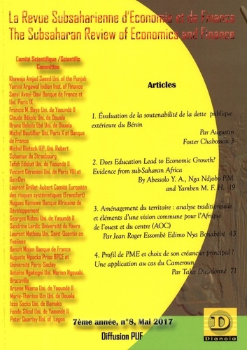 La Revue Subsaharienne d'Economie et de Finance N° 8