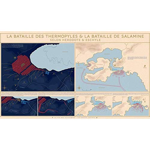 Poster la bataille des Thermopyles et la bataille de Salamine. Selon Hérodote et Eschyle