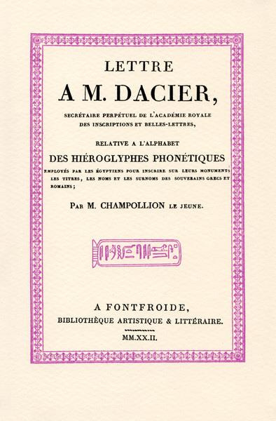 Lettre à M. Dacier relative à l'alphabet des hiéroglyphes
