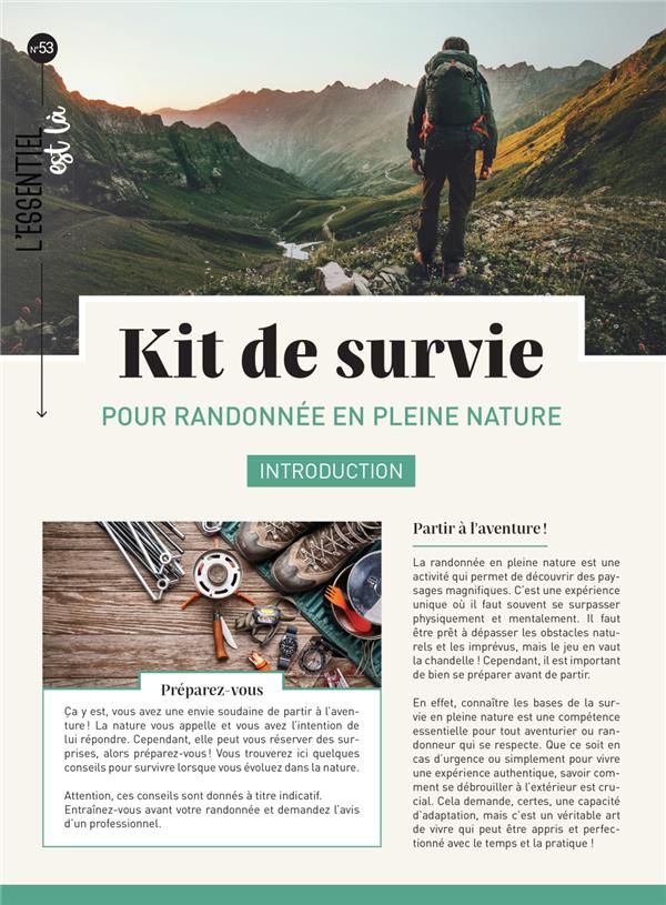 Kit de survie. Pour randonnée en pleine nature