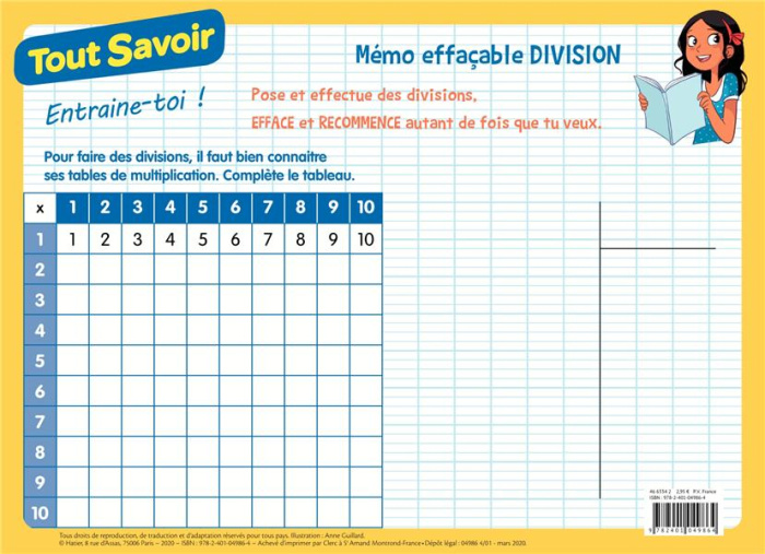 Mémo effaçable Division CM1-CM2