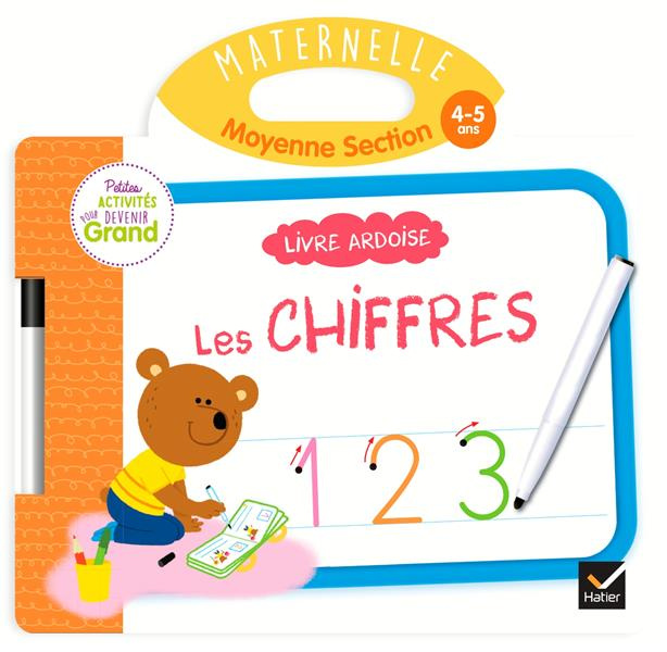 Livre ardoise Les chiffres Maternelle moyenne section. Avec un feutre effaçable