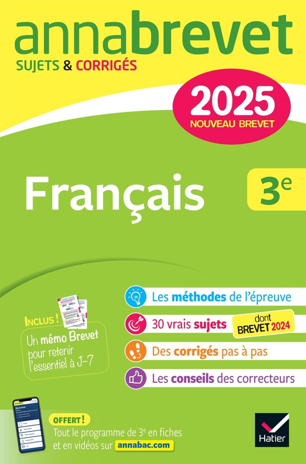 Français 3e. Sujets & Corrigés, Edition 2025