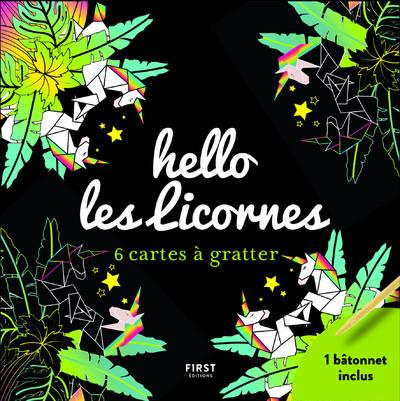 Hello les licornes. 6 cartes à gratter - Avec 1 bâtonnet