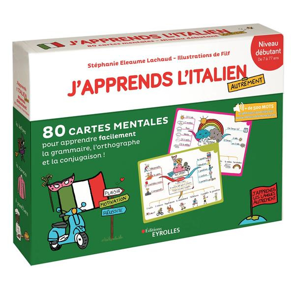 J'apprends l'italien autrement Niveau débutant. 80 cartes mentales pour apprendre facilement la gram